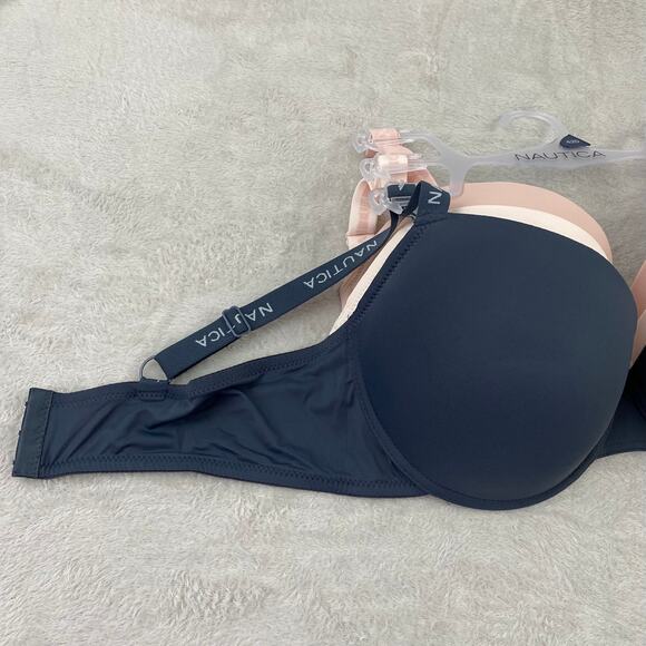 Nautica Super Soft T-Shirt Bra Set 42D 3-Pack Smooth Navy Cream Skin Tone NWT - Picture 3 of 11